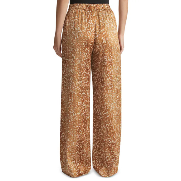 LAFAYETTE 148 WOMENS XLARGE SILK FLOATING LEAVES RIVERSIDE STRETCH PANTS CAMEL - Picture 4 of 14